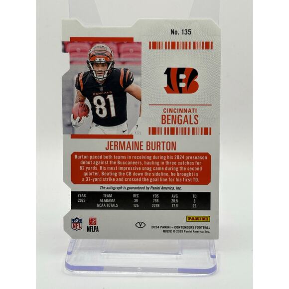 2024 Contenders Jermaine Burton Rookie Ticket Variation Die-Cut Auto 3/81 SP RC - Picture 2 of 2